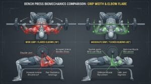 Grip Width and Elbow Flare How They Change Bench Press Shoulder Stress
