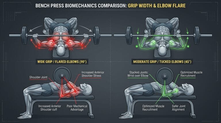 Grip Width and Elbow Flare How They Change Bench Press Shoulder Stress