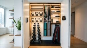 GYM GOODIES 26 How to Build a Compact Apartment Gym That Fits in a Closet