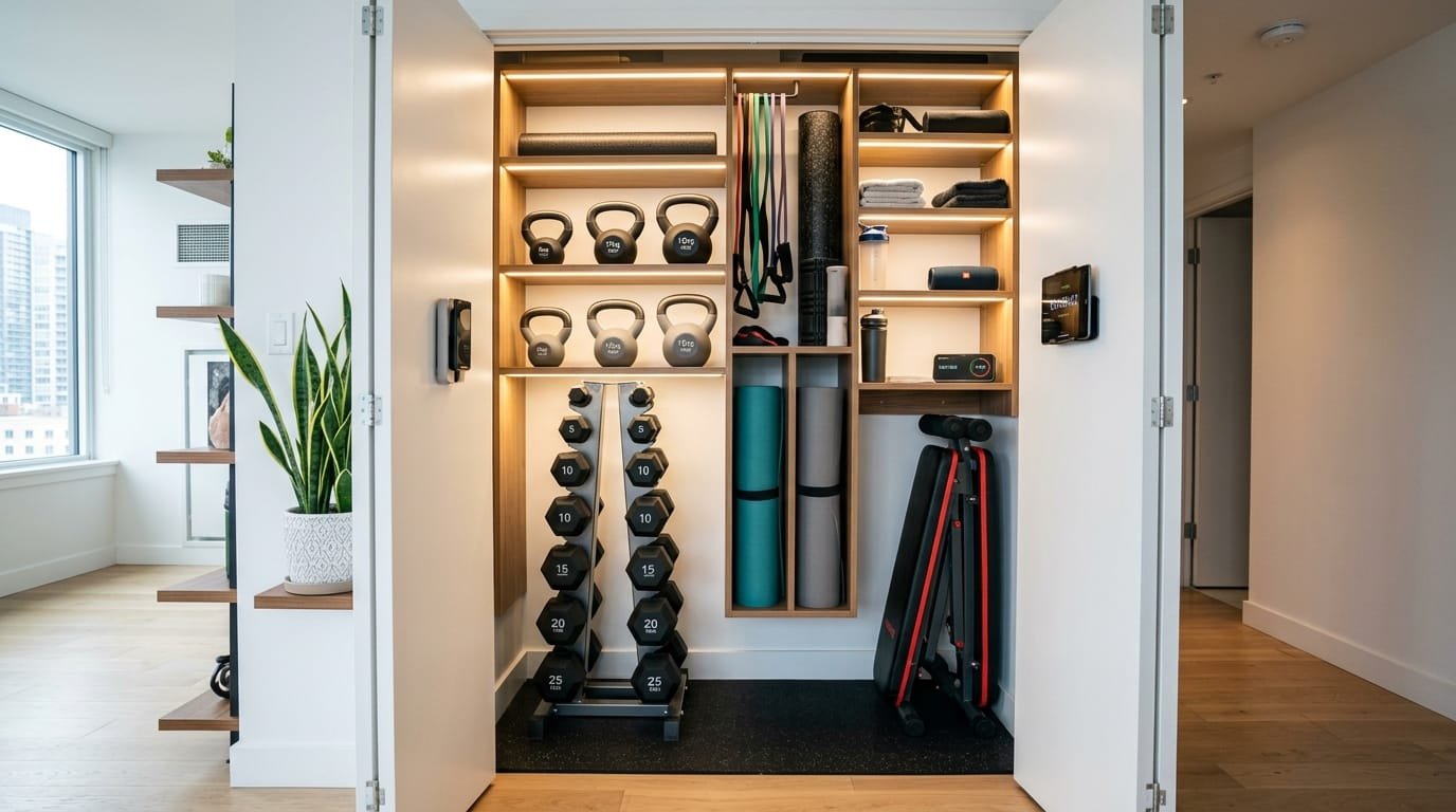 How to Build a Compact Apartment Gym That Fits in a Closet