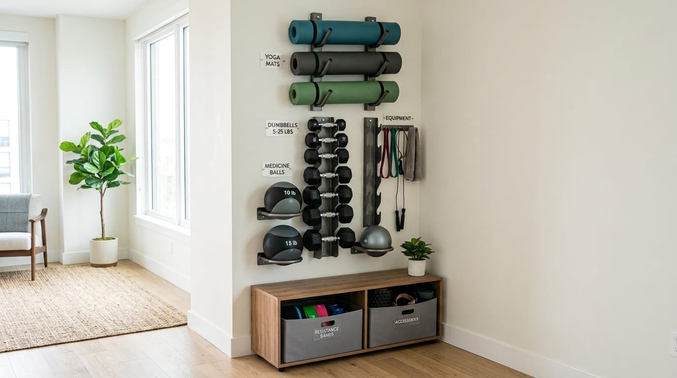 How to Organize and Store Home Gym Gear in a Small Space 1 How to Organize and Store Home Gym Gear in a Small Space