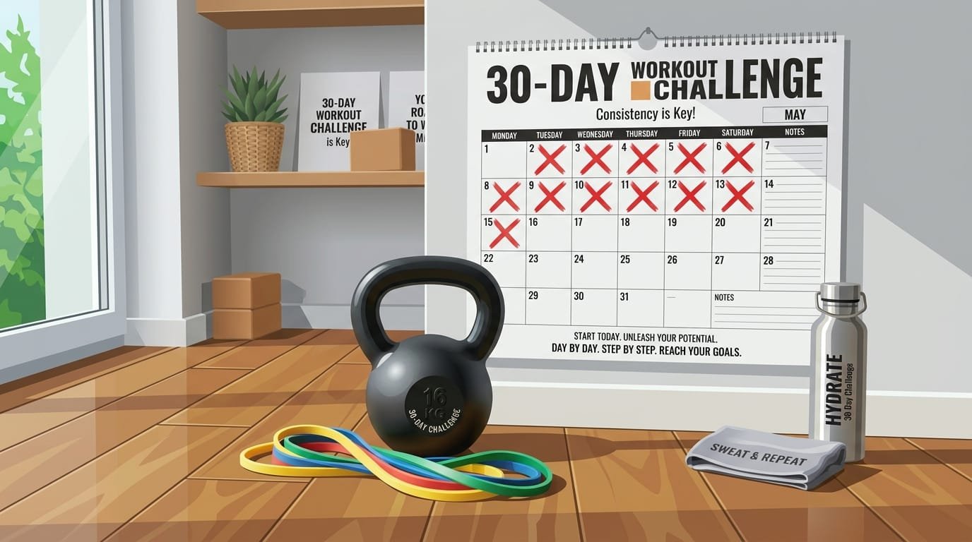 30-Day Challenge Ideas Using Only a Kettlebell and Resistance Bands
